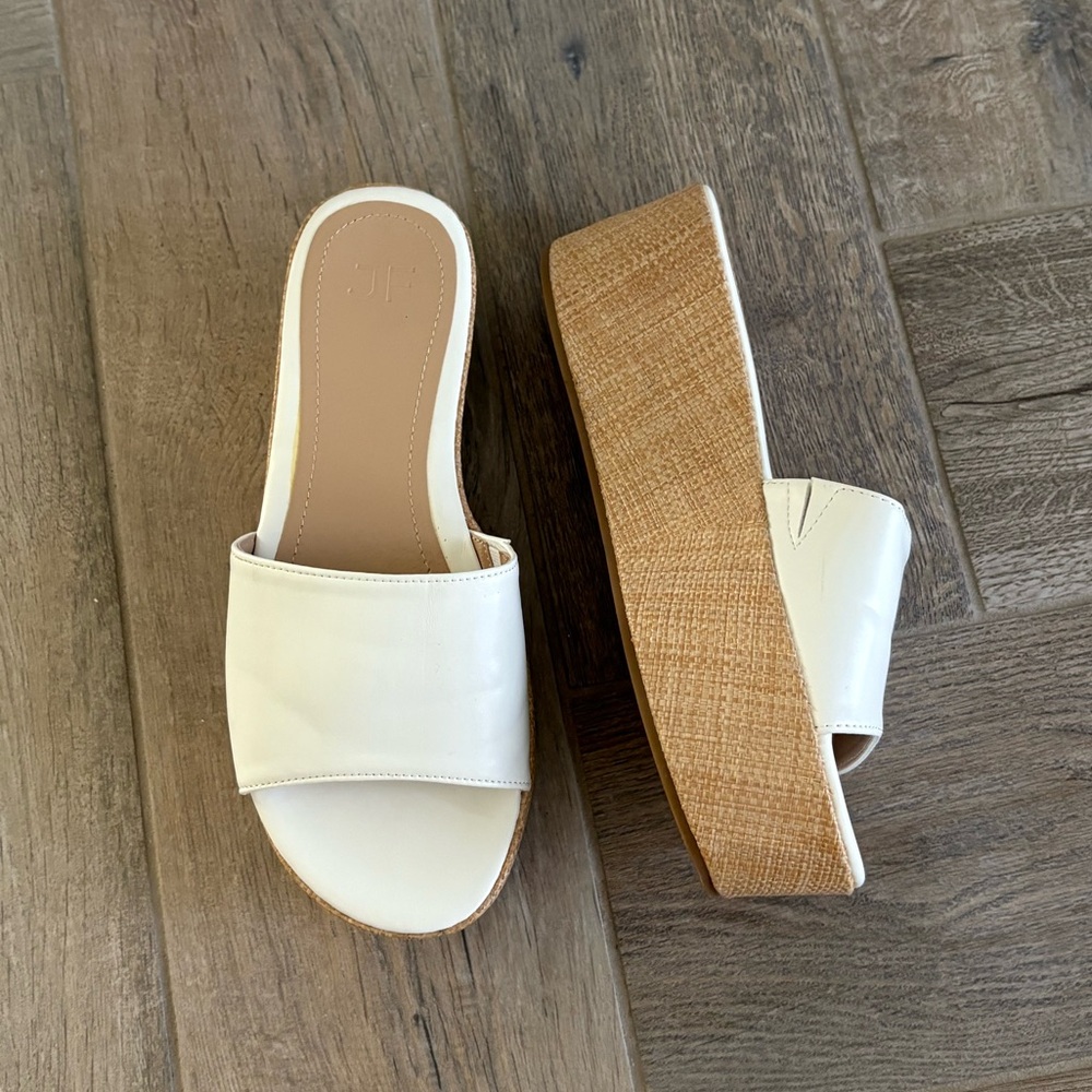 Bright White platform/ wedge sandals
